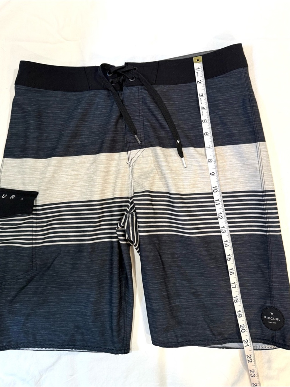 Rip Curl Men’s Gray and Black Striped Board Shorts